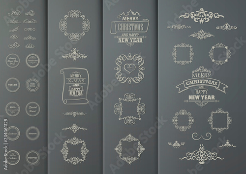 Decorative elements on gray cardboard for decoration