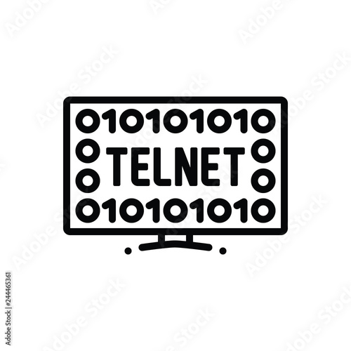 Black line icon for telnet  photo