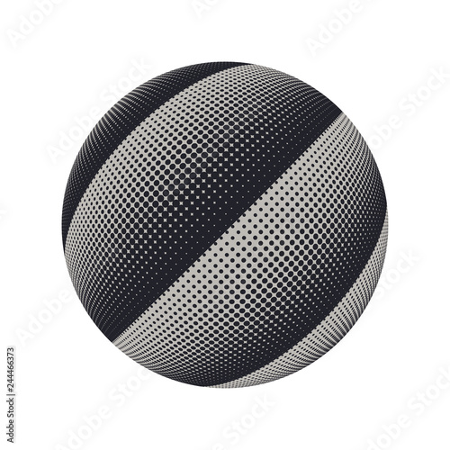 graphic sphere halftone stripes pattern silver shades white