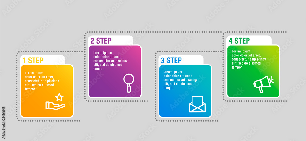 Modern 3D vector illustration. A rectangular infographic template with four elements, squares and percentages. Designed for business, presentations, web design, interface, charts with 4 steps Modern 3D vector illustration. A rectangular infographic template with four elements, squares and percentages. Designed for business, presentations, web design, interface, charts with 4 steps