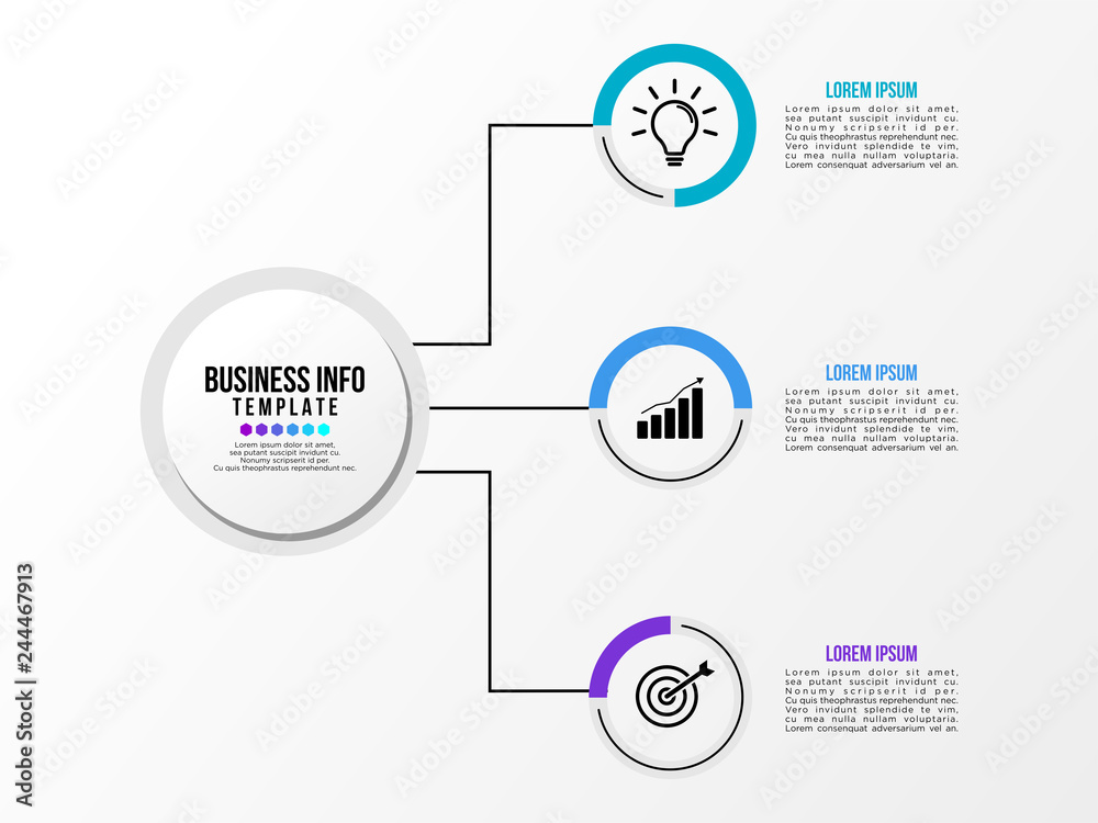 Fototapeta premium Business Infographics Element Vector Design Template. Data Visualization Timeline with circles, steps, number options most useful can be used for workflow layout, presentation, diagram, annual reports