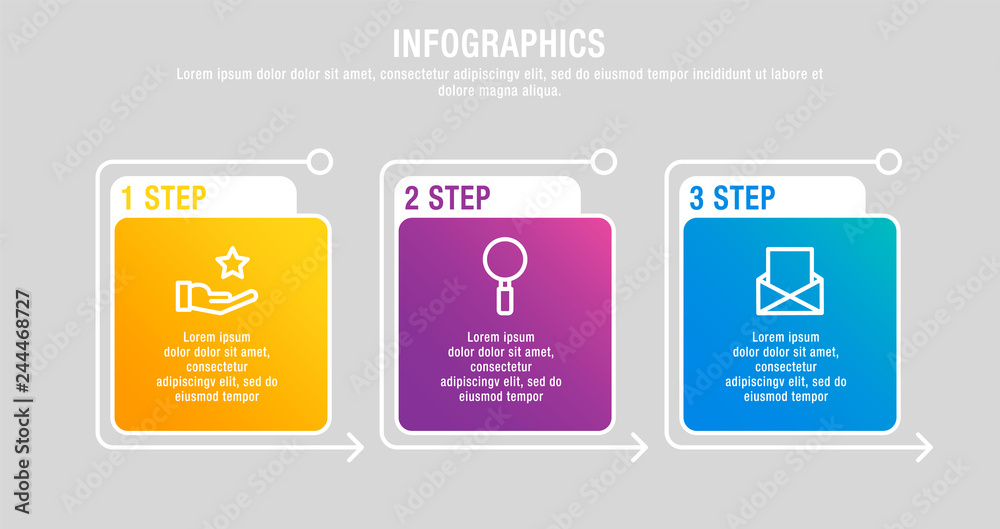 Modern 3D vector illustration. A rectangular infographic template with three elements, squares and percentages. Designed for business, presentations, web design, interface, charts with 3 steps Modern 3D vector illustration. A rectangular infographic template with three elements, squares and percentages. Designed for business, presentations, web design, interface, charts with 3 steps