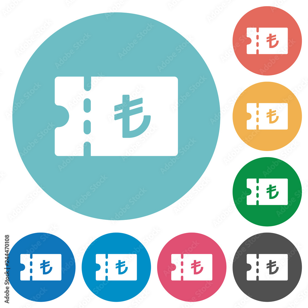 Turkish Lira discount coupon flat round icons Turkish Lira discount coupon flat round icons