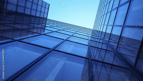 Skyscrappers with reflections. Glass and metall office buildings. 3d illustration photo