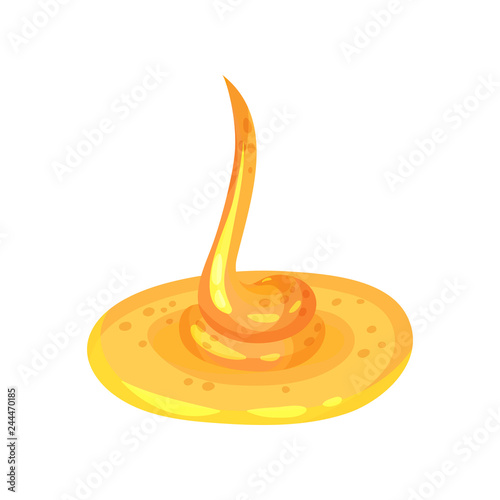 Small honey puddle with swirl. Organic and healthy product. Sweet sticky liquid. Flat vector design