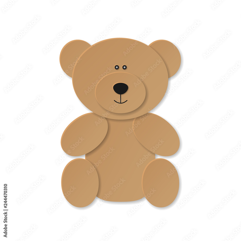 sitting cute forest brown bear toy in paper cut craft style isolated on white background, stock vector illustration clip art sitting cute forest brown bear toy in paper cut craft style isolated on white background, stock vector illustration clip art