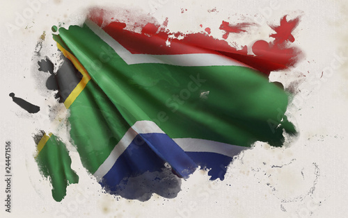  South African Flag, South Africa National Colors Background  <<3D Rendering>>