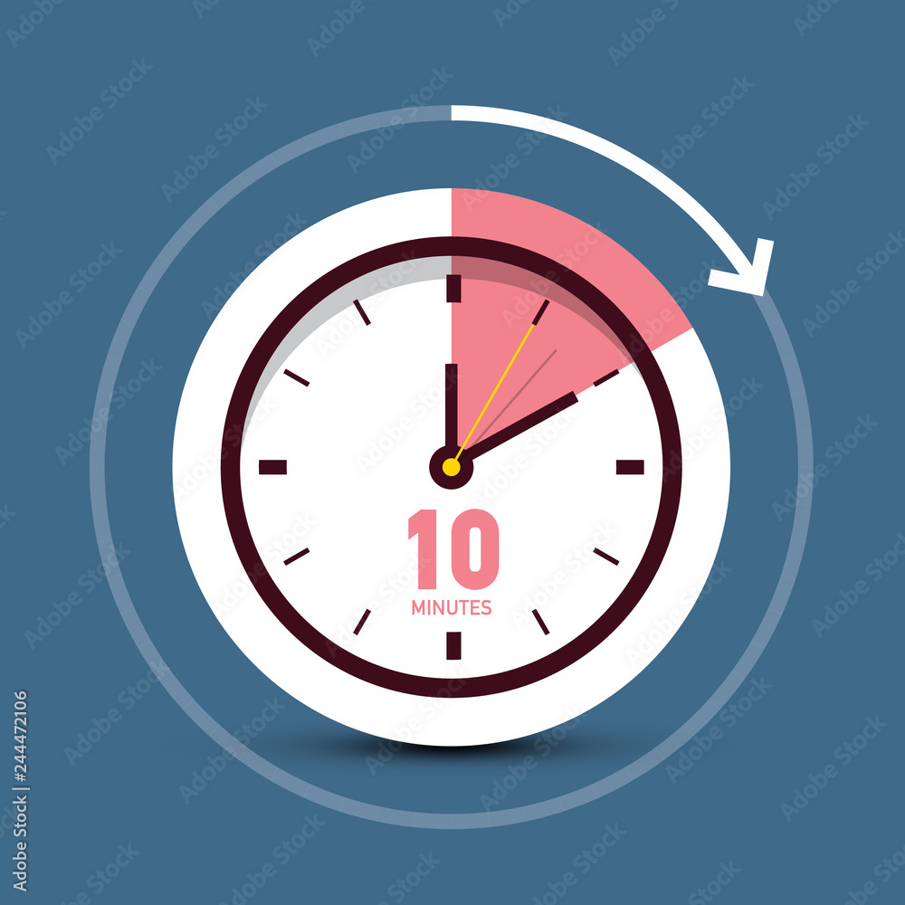 10 Ten Minutes Time Symbol. Vector Clock Icon. 10 Ten Minutes Time Symbol. Vector Clock Icon.
