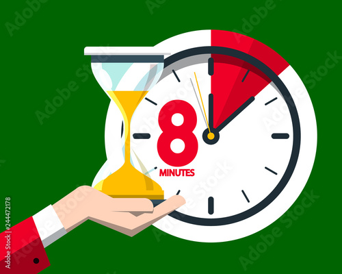 8 Eight Minutes Clock Vector Icon