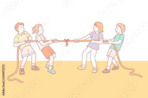 Kids playing tug of war