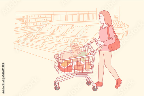 Woman shopping in the supermarket