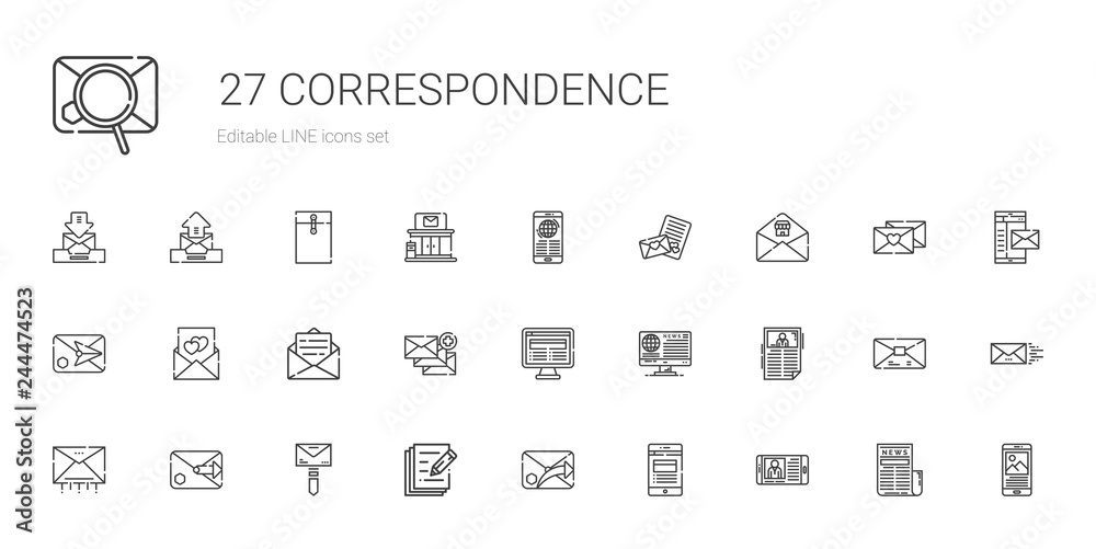 correspondence icons set correspondence icons set