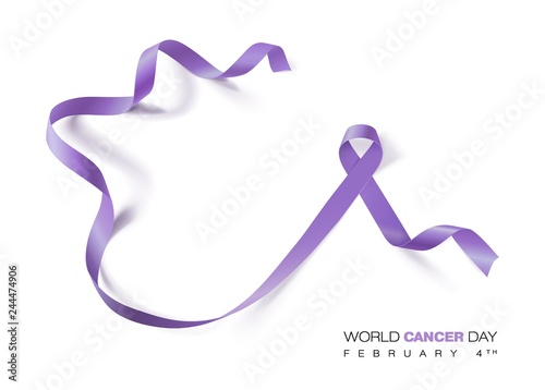 World Cancer Day concept. Lavender Ribbon. Vector Illustration.