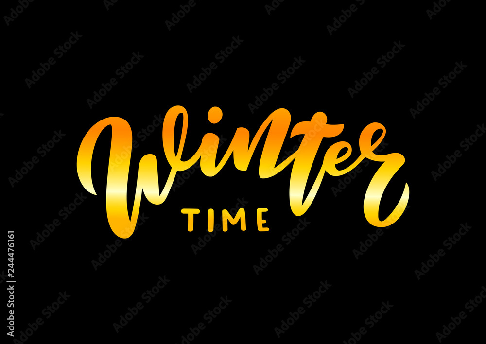 Fototapeta premium Winter time hand drawn lettering