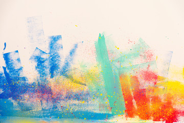 Acrylglasbilder Graffiti Abstract watercolor splatter color background, colorful paint drops ink splashes grunge card design.  © malija