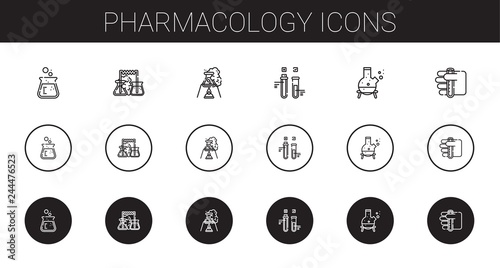 pharmacology icons set photo