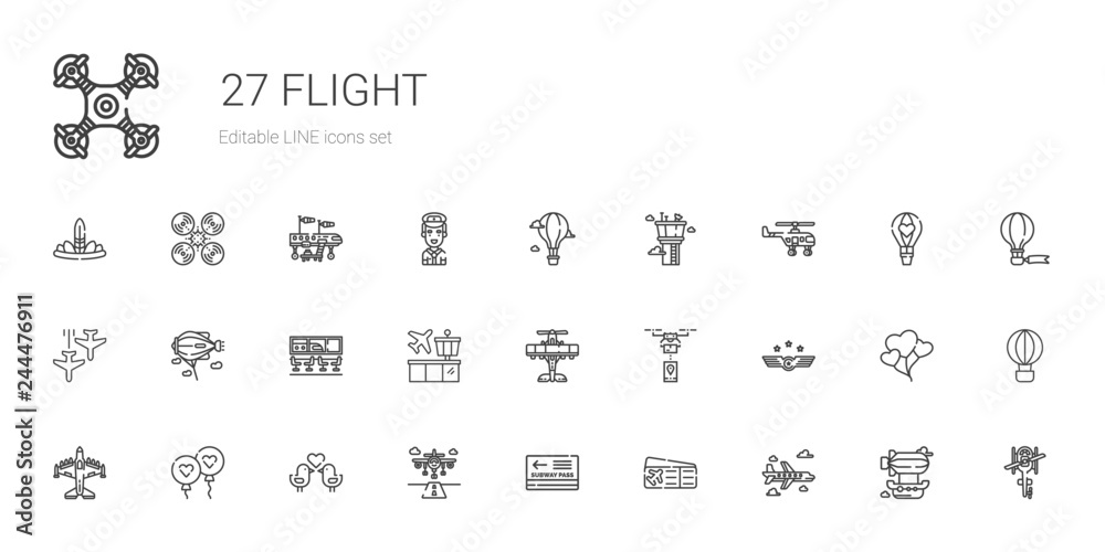 flight icons set