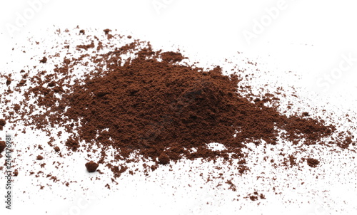 Milled coffee powder isolated on white background