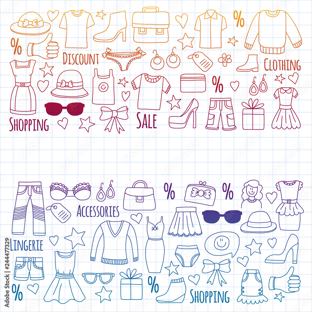 Shopping, market, store. Clothes and fashion icons Shopping, market, store. Clothes and fashion icons