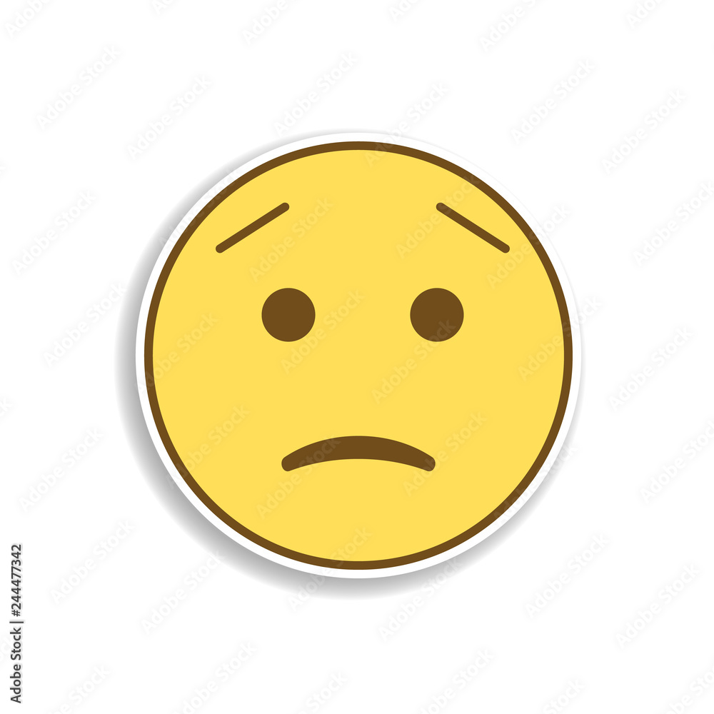Fototapeta premium concerned about colored emoji sticker icon. Element of emoji for mobile concept and web apps illustration.
