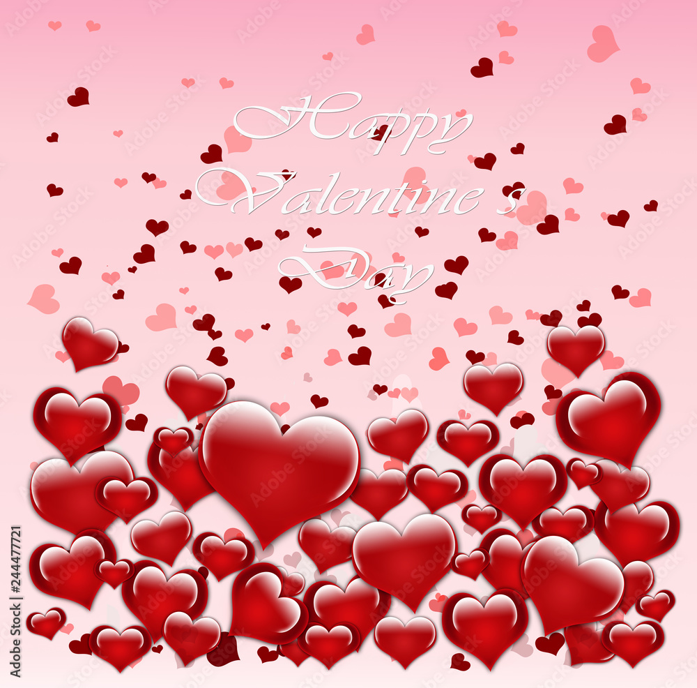 Happy Valentines day  design with hearts backdrop.