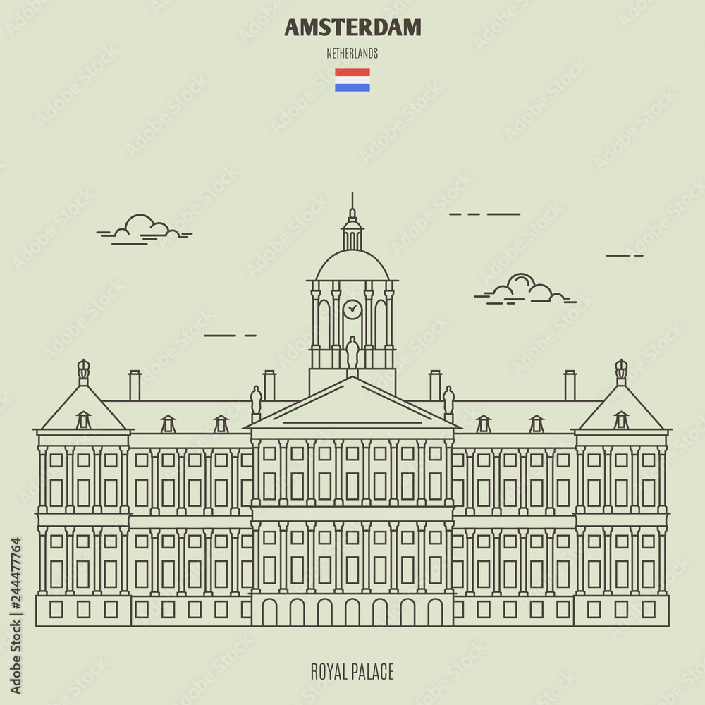 Royal Palace in Amsterdam, Netherlands. Landmark icon