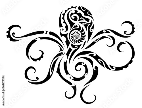 Octopus tribal tattoo