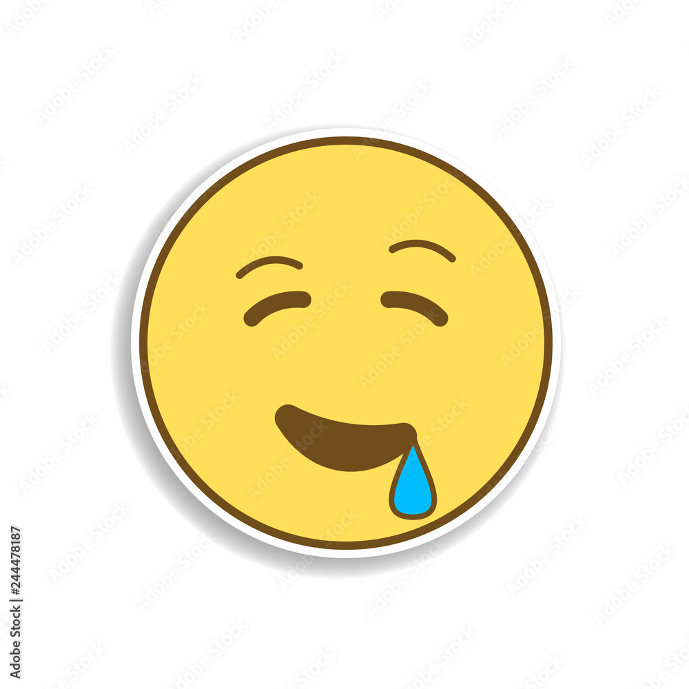 Fototapeta premium drooling colored emoji sticker icon. Element of emoji for mobile concept and web apps illustration.