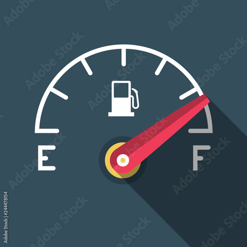 Full Fuel Icon. Vector Flat Design Gasoline Dashboard Symbol.