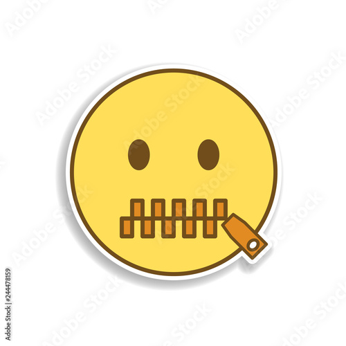 mouth to lock colored emoji sticker icon. Element of emoji for mobile concept and web apps illustration.