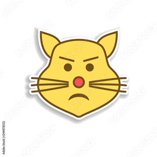 disgruntled cat colored emoji sticker icon. Element of emoji for mobile concept and web apps illustration.