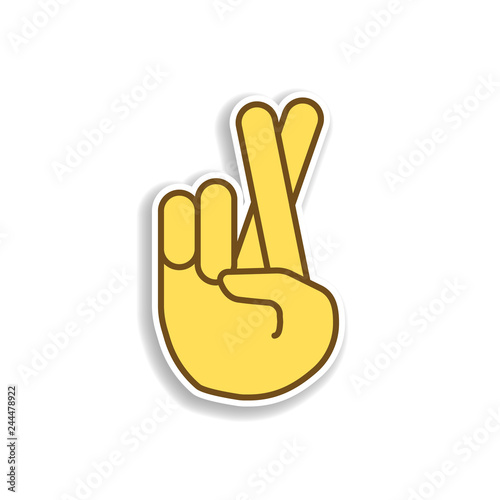 To cross fingers colored emoji sticker icon. Element of emoji for mobile concept and web apps illustration.