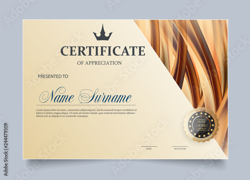 Certificate template in vector for achievement graduation completion - stock vecto