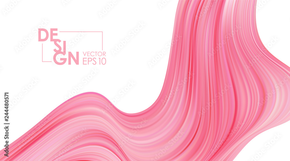 Vector illustration: Modern pink color flow background. Abstract wave liquid shape. Art design - obrazy, fototapety, plakaty 