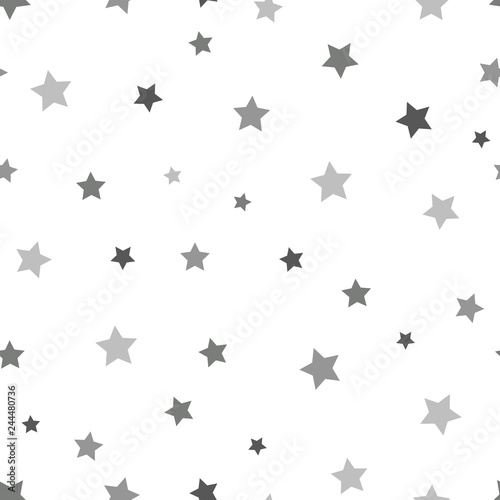 Star seamless pattern. White and grey retro background. Chaotic elements. Abstract geometric shape texture. Effect of sky. Design template for wallpaper,wrapping, textile. Vector Illustration.