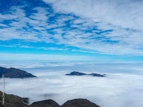 Mountainous landscape with sky and beautiful mist