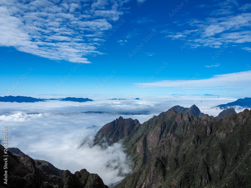 Mountainous landscape with sky and beautiful mist