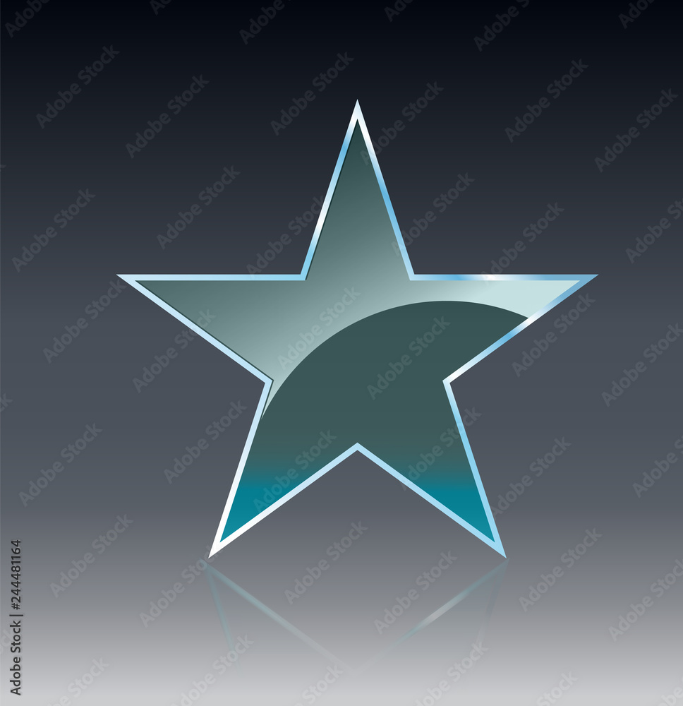Star glass banners shine shape template on transparent background. Realistic 3D design. Vector transparent object. Star glass banners shine shape template on transparent background. Realistic 3D design. Vector transparent object.