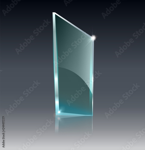 Glass transparent banner. Vector glass plates with a place for inscriptions isolated on transparent background. Flat glass. Realistic 3D design. Vector transparent object .