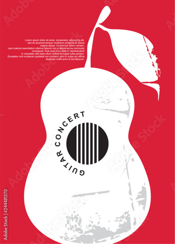 Classical guitar concert artistic poster design. Music flyer invitation layout for musical event. Vector art.