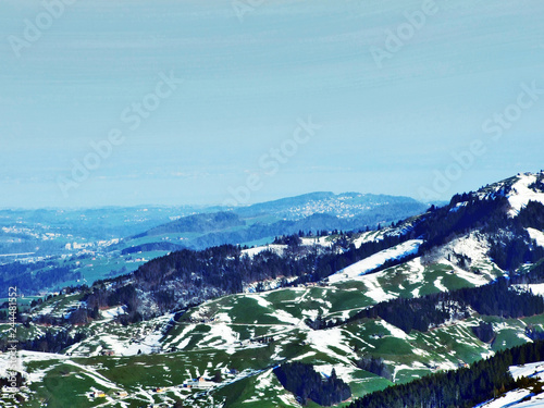 Panoramic views from the top of Spitzli near the Urnasch settlement - Canton of Appenzell Ausserrhoden, Switzerland photo