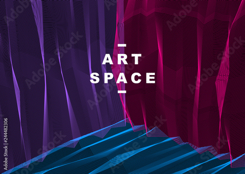 Vector illusive surreal art background for design like a hallucination drug trip surrealism, linear 3d trend. Fantastic psychedelic trendy modern op art, optical dimensional illusion.