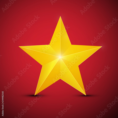 Gold Star on Red Background Vector Symbol