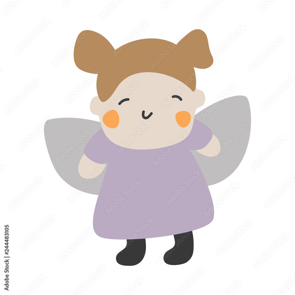 Cute Kids Character. Vector illustration kid wearing angel or butterfly costumes. Cute Kids Character. Vector illustration kid wearing angel or butterfly costumes.
