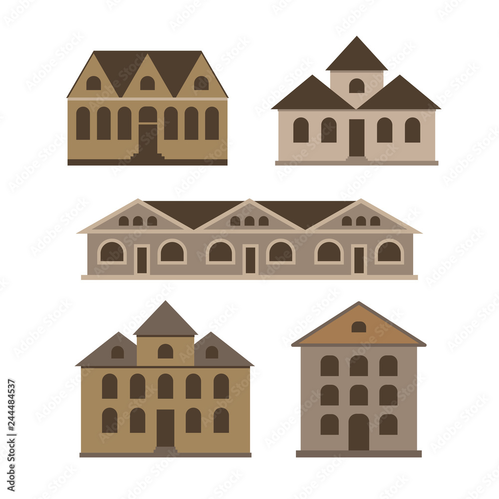 set of vector houses. illustration on white background