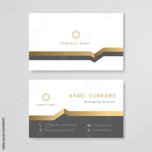 White and Gold luxury design business card flat template vector
