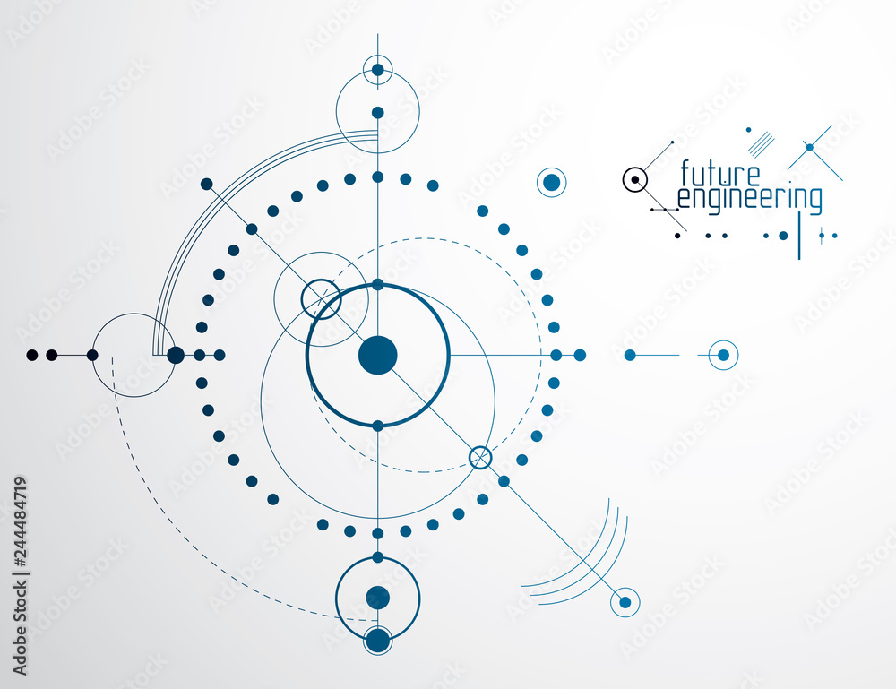 Obraz premium Futuristic abstract vector technology background. Mechanical engineering wallpaper.