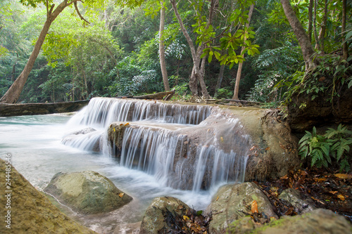 Fototapeta Naklejka Na Ścianę i Meble -  Beautiful Waterfall in the jungle, Erawan, Thailand
