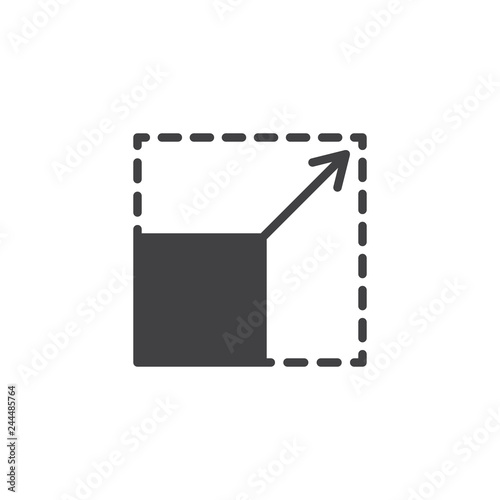 Scalability vector icon. filled flat sign for mobile concept and web design. Square with corners and arrow simple solid icon. Symbol, logo illustration. Pixel perfect vector graphics