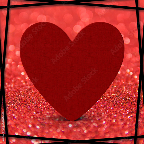 Red Glitter Background with Heart